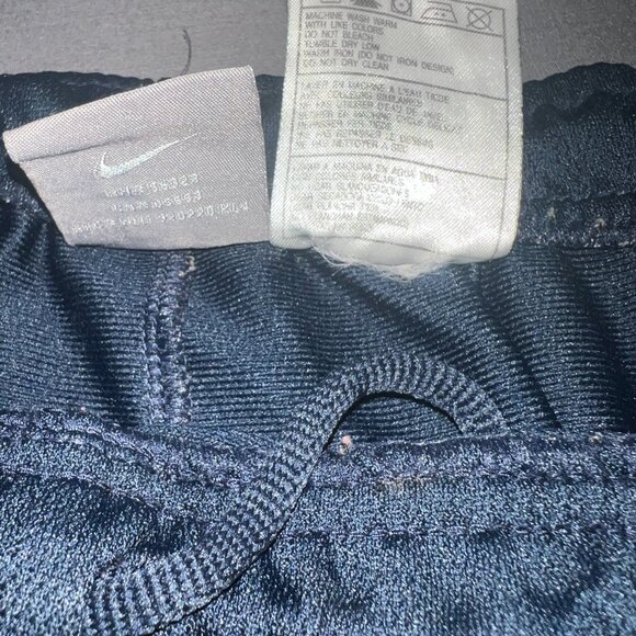 Vintage 1990s/Y2K Nike Men’s Blue and Yellow Track Pants with Ankle Zip - Picture 3 of 6